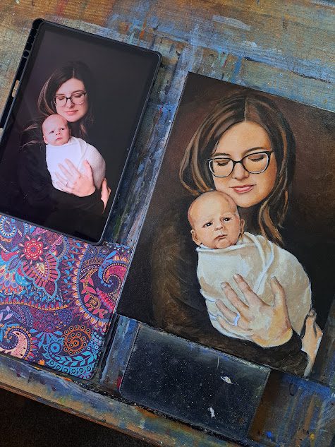 Portrait Painting on canvas Sandy Clark artist